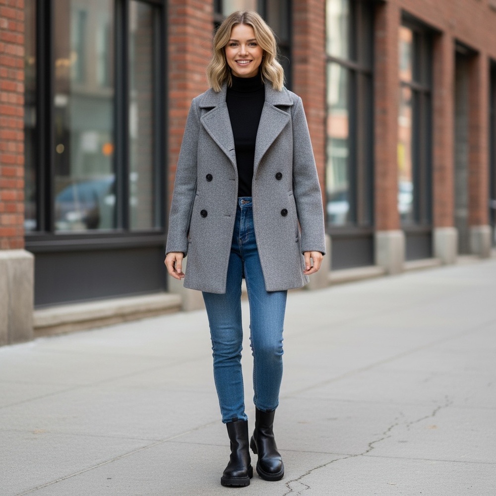 NWT RD Style x Stitch Fix Women’s Pea Coat Fall Winter Warm Classic Preppy‎